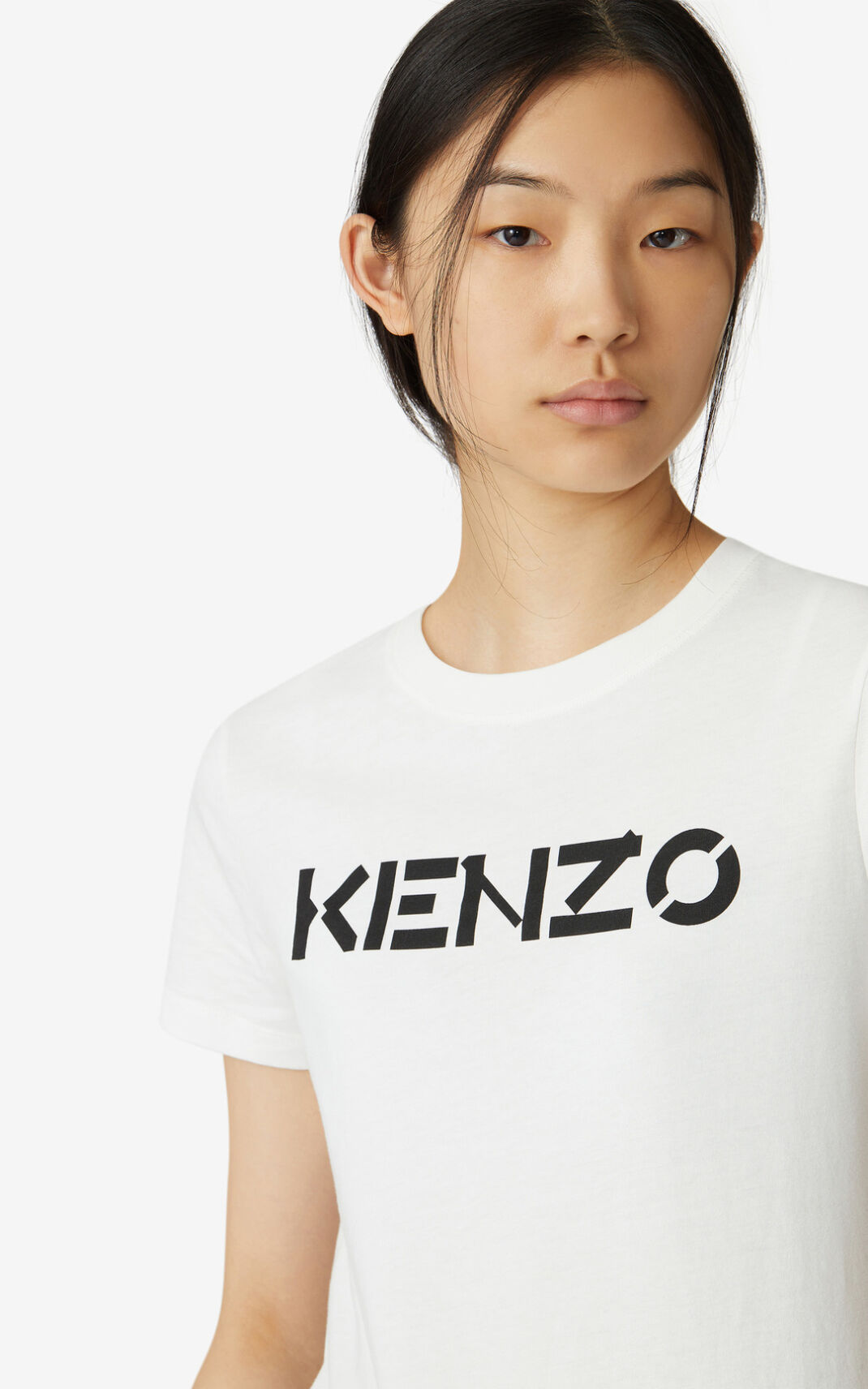 T Shirt Kenzo Femme Logo Blanche WGOJR-9240